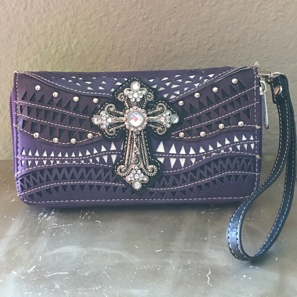 Rhinestone Leather Wallet